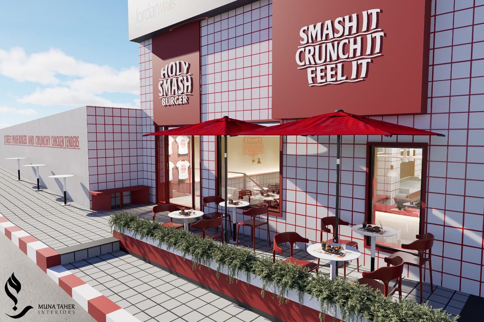 Holy Smash Burger storefront concept render