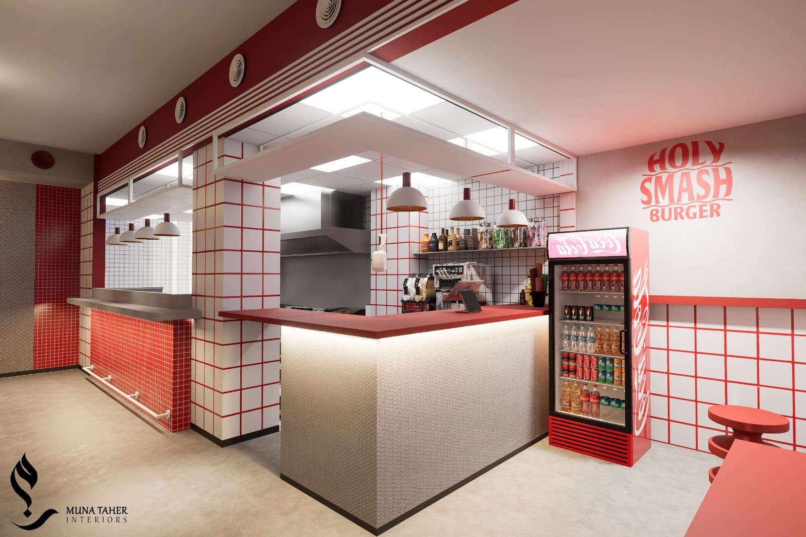 Holy Smash Burger counter concept render